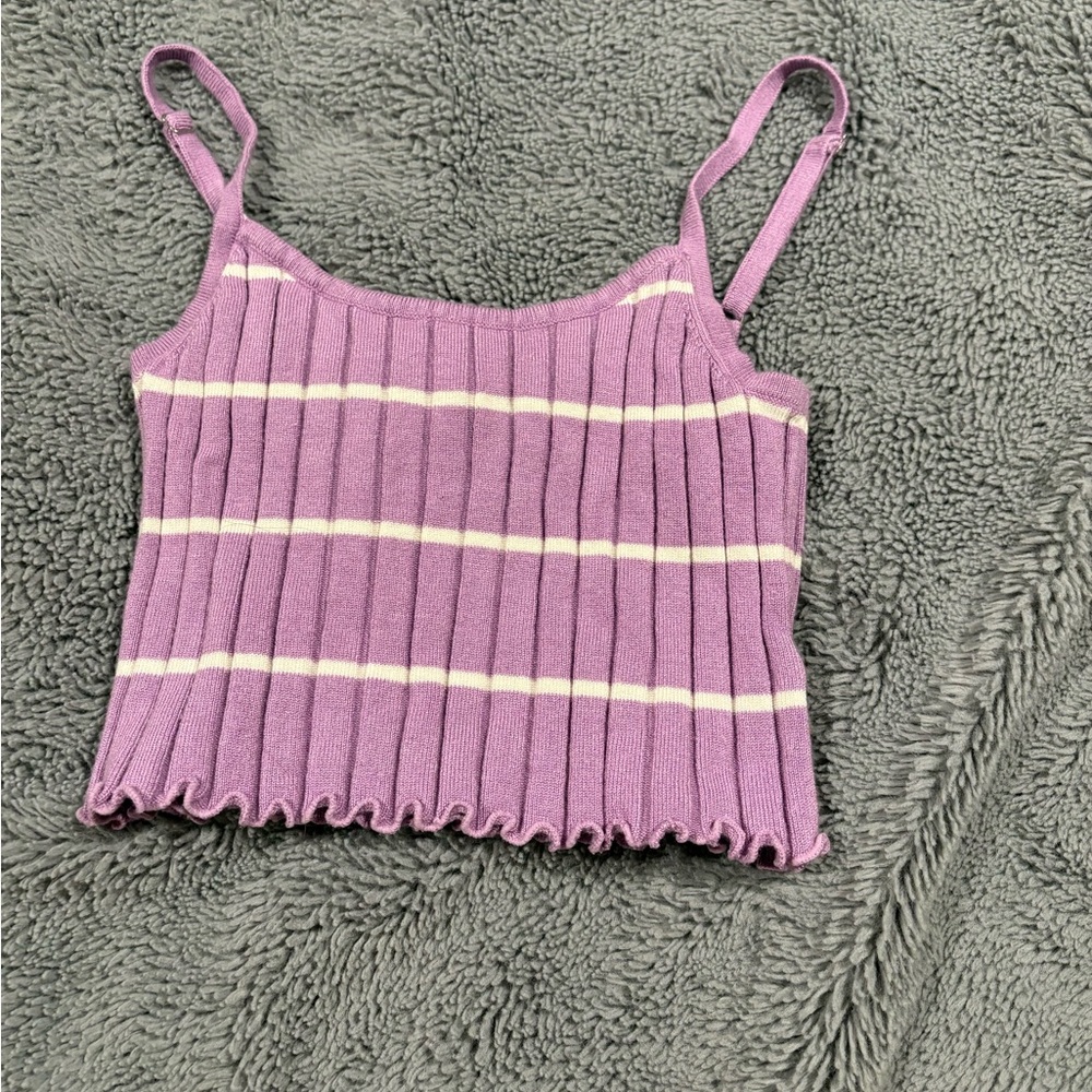 Forever 21 Purple and Cream Striped Camisole